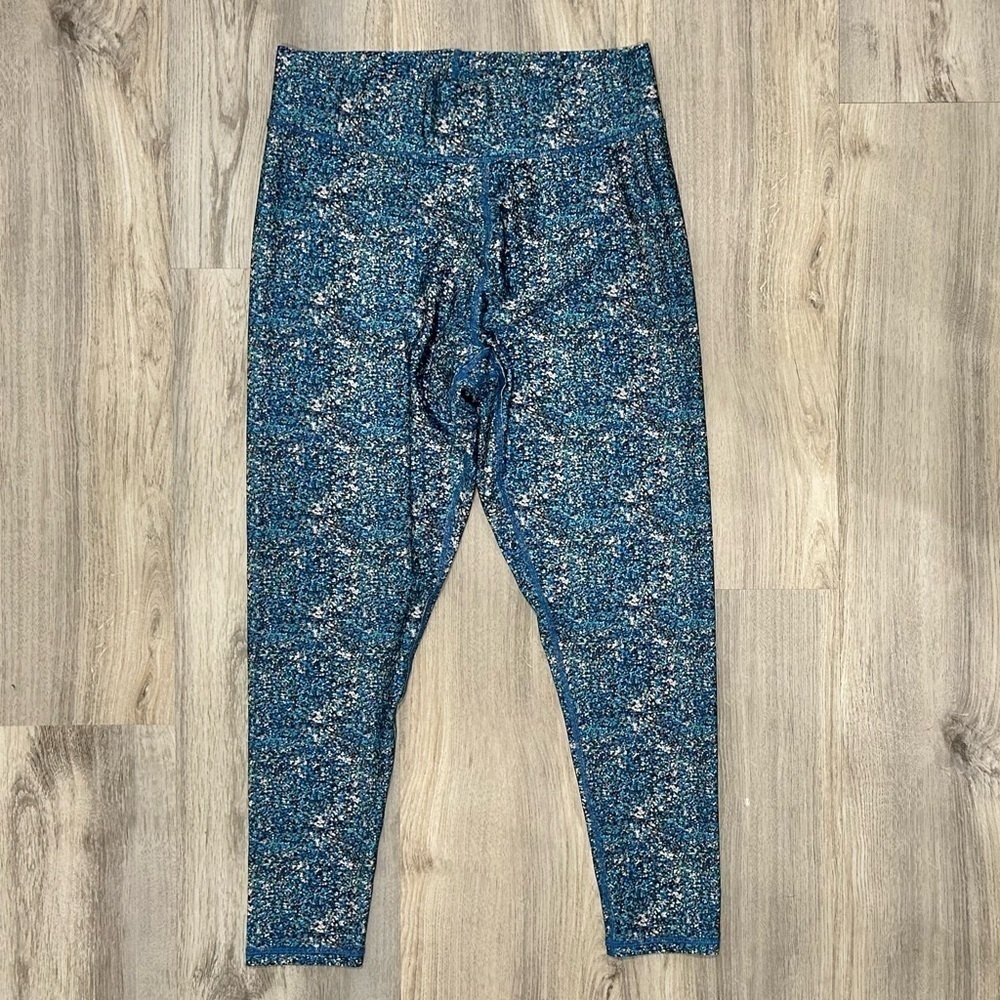 NWOT Terez Activewear Blue Confetti Duoknit Athletic Workout Leggings Size 1X